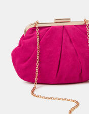 Pleated Suedette Clutch Bag, Pink (FUCHSIA), large