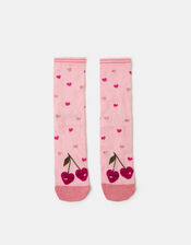 Cherry Heart Print Socks, , large