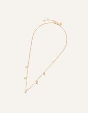 14ct Gold-Plated Sparkle Charm Station Necklace, Pink (PINK), large