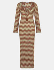 Crochet Long Sleeve Maxi Dress, Natural (NATURAL), large