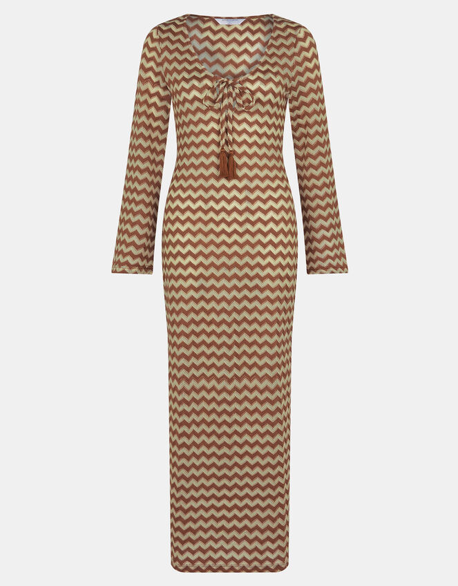 Crochet Long Sleeve Maxi Dress, Natural (NATURAL), large