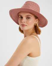 Straw Fedora Hat Pink, , large