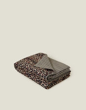 Quilted Leopard Print Throw Blanket, , large
