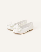Girls Bow Ballerina Flats, Ivory (IVORY), large