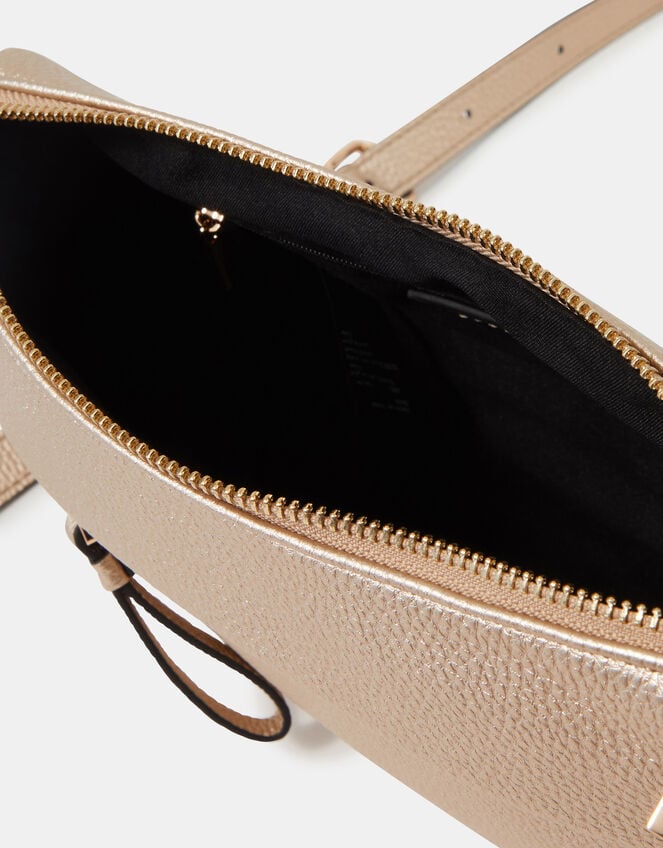 Zip Front Crossbody Bag, Gold (GOLD), large