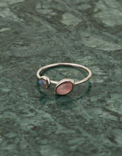 Platinum-Plated Healing Stone Ring , Silver (SILVER), large