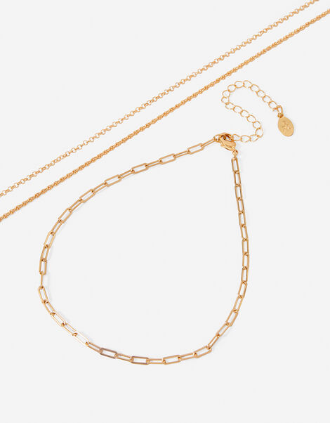 Chain Choker Necklace Set of Three, , large