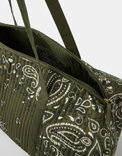 Paisley Print Quilted Weekend Bag, , large