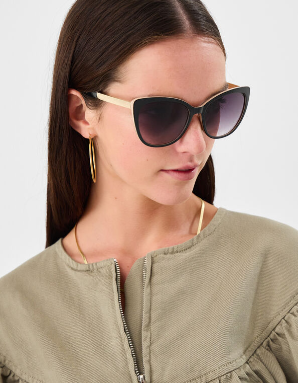 Classic Cateye Sunglasses, Black (BLACK), large