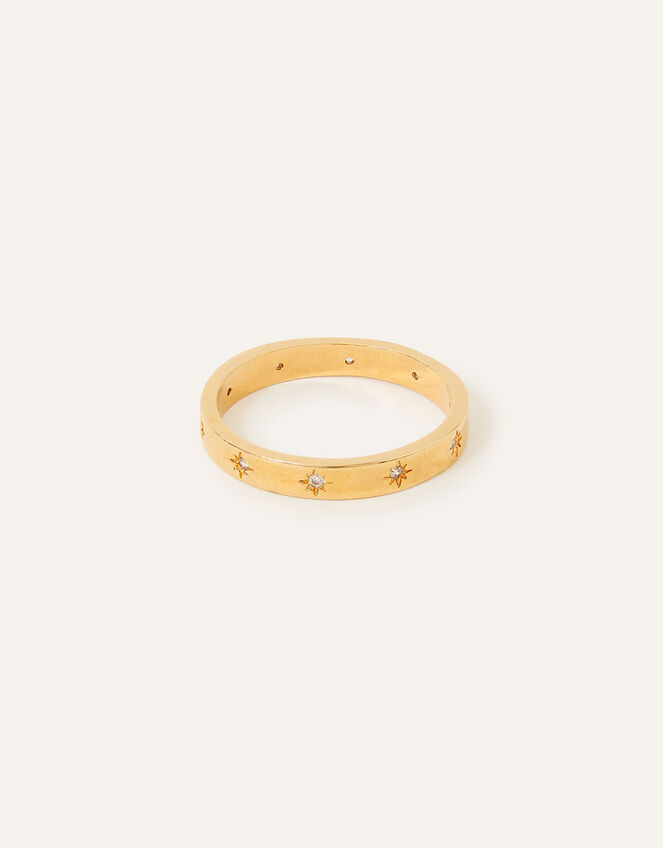 14ct Gold-Plated Sparkle Star Band Ring, Gold (GOLD), large