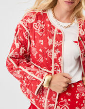 Paisley Heart Quilted Jacket, Red (RED), large