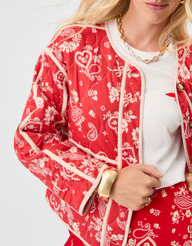Paisley Heart Quilted Jacket, Red (RED), large