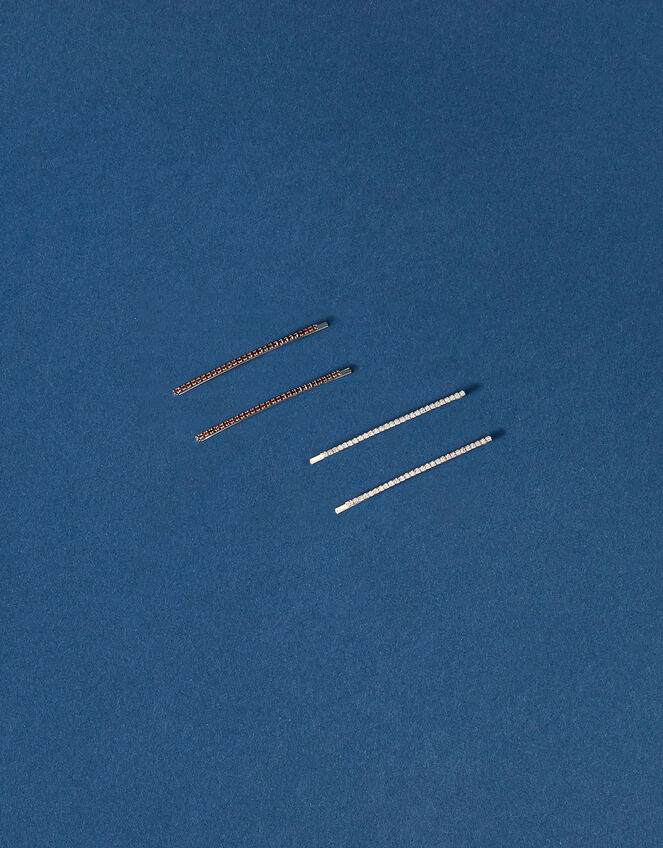 Long Diamanté Hair Slides 4 Pack Hair clips Accessorize UK