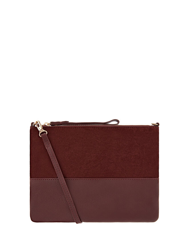 Carmela Leather Cross Body Bag, Red (BURGUNDY), large