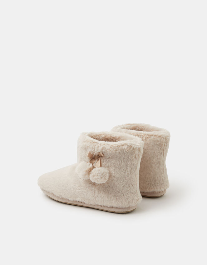 Super Soft Pom Pom Slipper Boots, Cream (CREAM), large