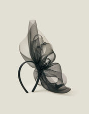 Large Crin Fascinator, Black (BLACK), large