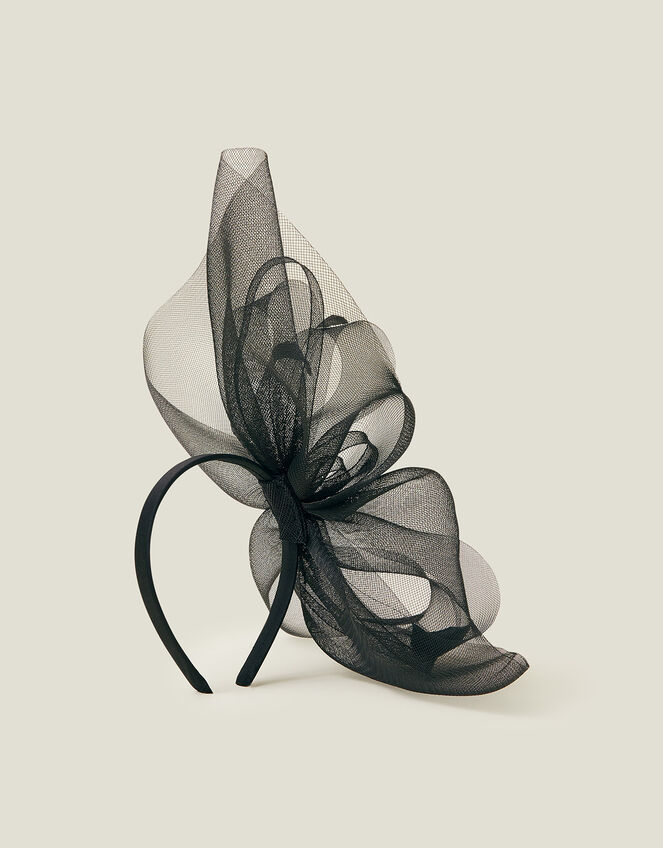Large Crin Fascinator, Black (BLACK), large