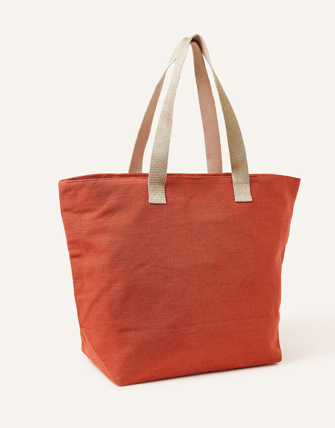 Foil Citrus Print Beach Tote Bag, Orange (ORANGE), large