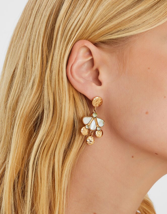 Gem Flower Drop Earrings, , large