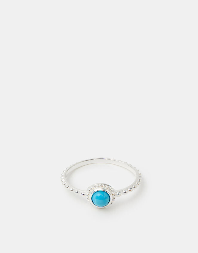 Sterling Silver Healing Stone Ring, Blue (BLUE), large