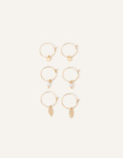 Pearl Leaf Hoops Set of Three, , large