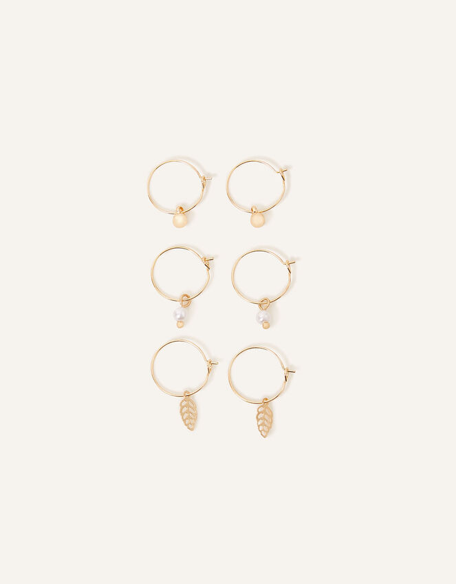 Pearl Leaf Hoops Set of Three, , large