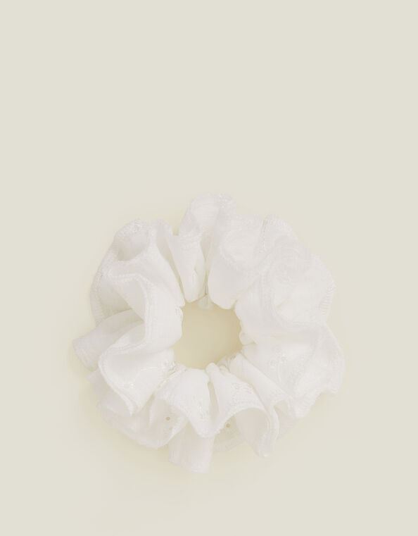 Oversized Layer Broderie Hair Scrunchie, , large