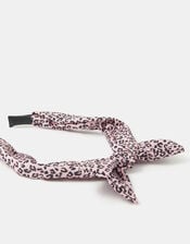 Girls Bow Leopard Print Headband, , large