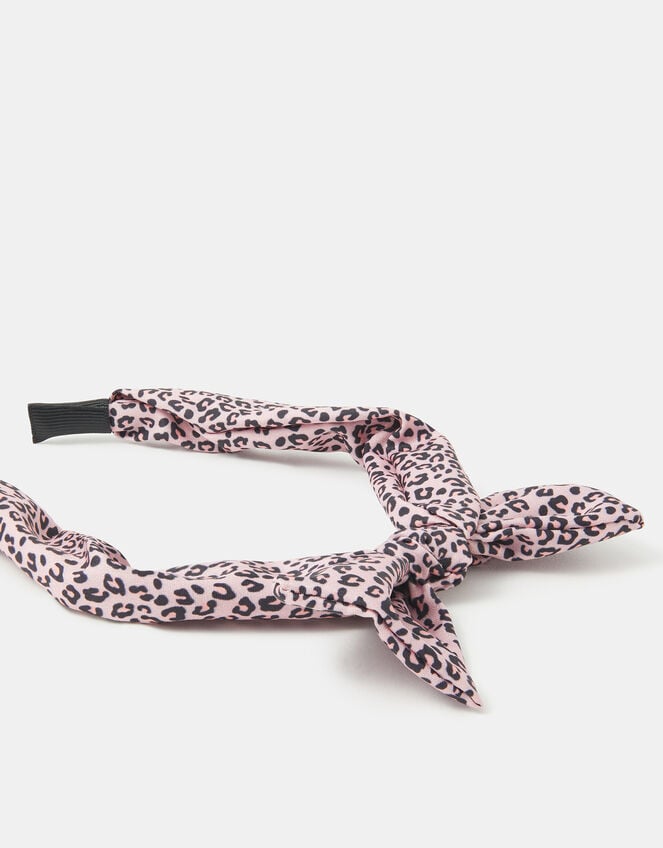 Girls Bow Leopard Print Headband, , large