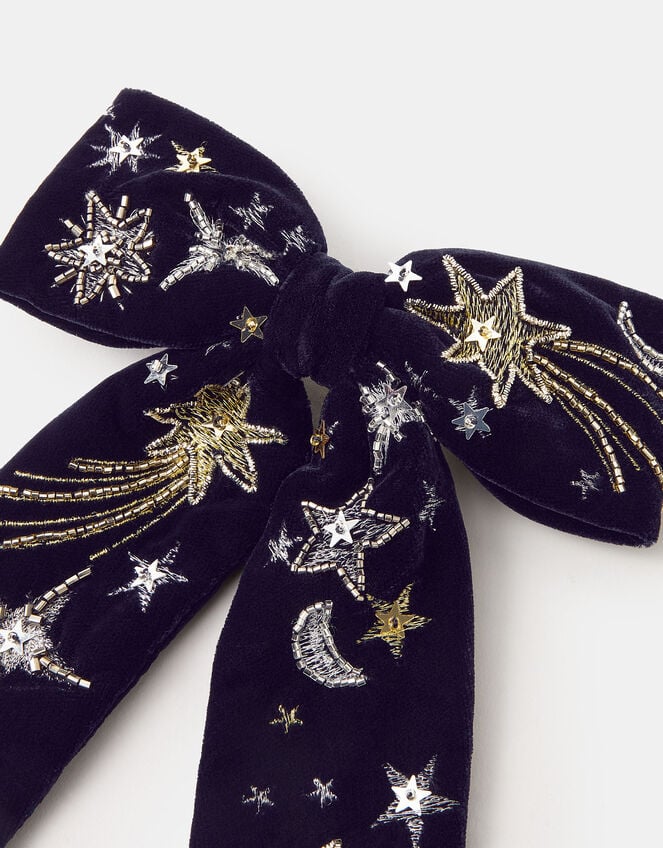 Shooting Star Beaded Bow Barrette Hair Clip, , large