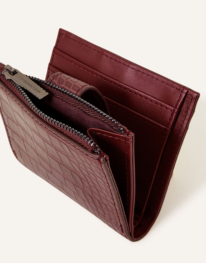 Faux Croc Zip Cardholder, Red (BURGUNDY), large