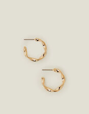 14ct Gold-Plated Twist Hoop Earrings, , large
