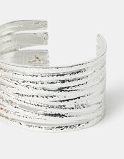 Texture Layered Cuff Bracelet, Silver (SILVER), large