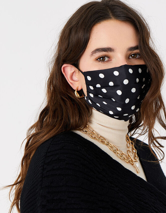 Polka Dot Face Covering in Pure Silk, , large