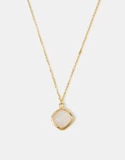 14ct Gold-Plated Cloudy Quartz Pendant Necklace, , large