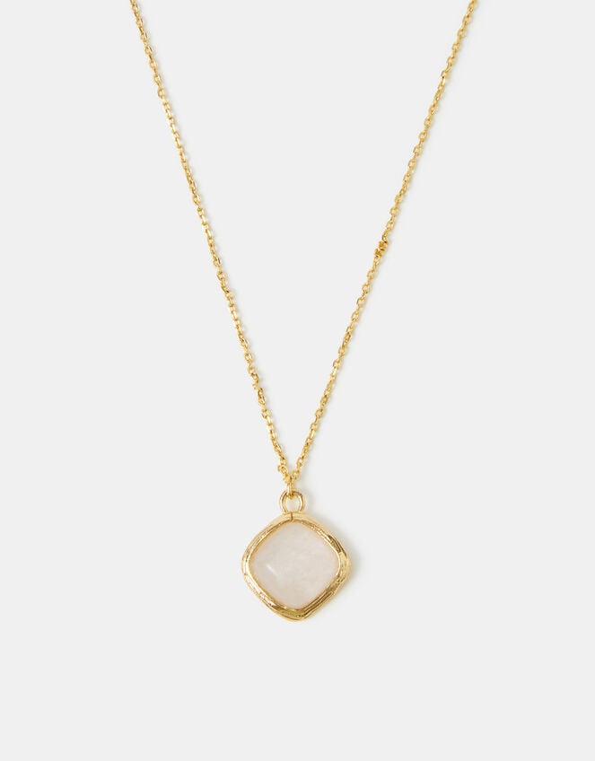 14ct Gold-Plated Cloudy Quartz Pendant Necklace, , large