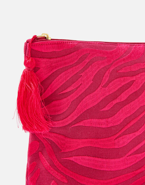 Zebra Embroidered Large Wash Bag , , large