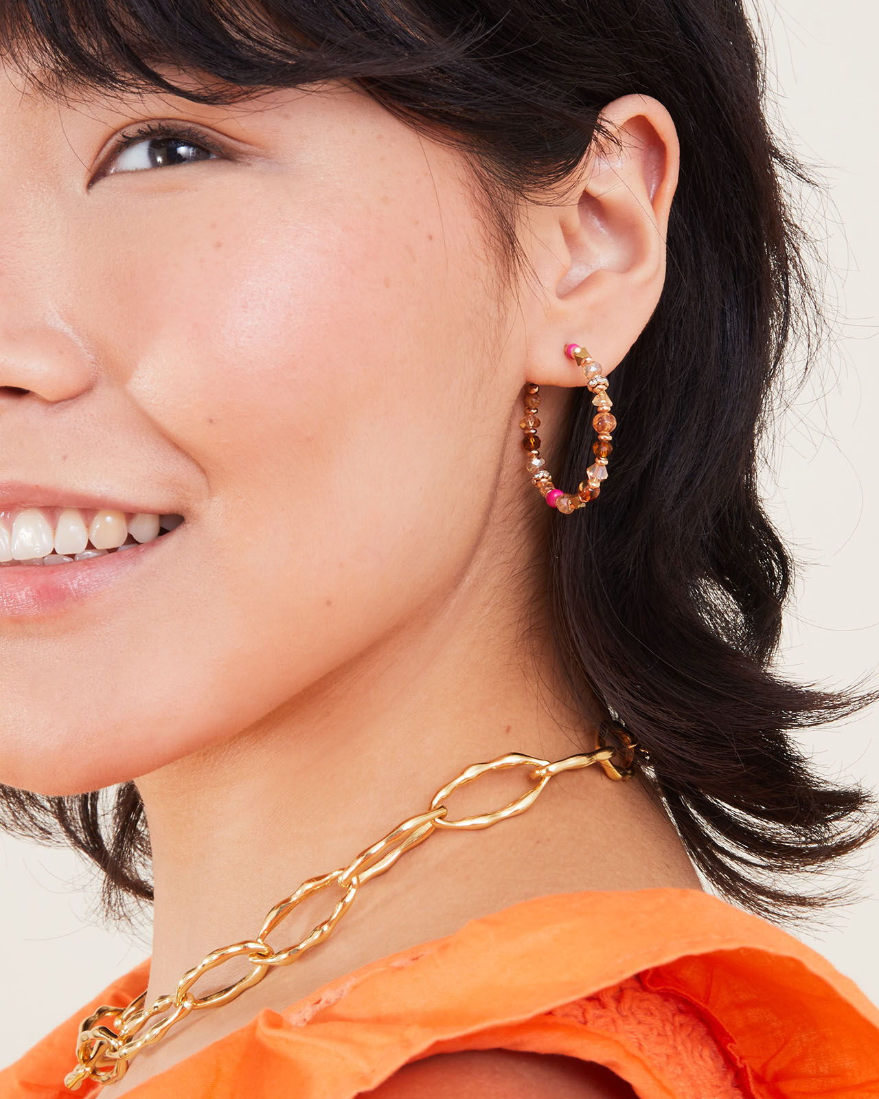 Small beaded hoop hot sale earrings