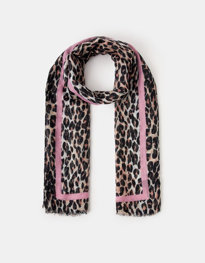 Lightweight Leopard Print Scarf, , large