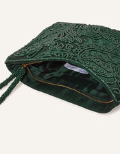 Beaded Satin Wristlet, , large