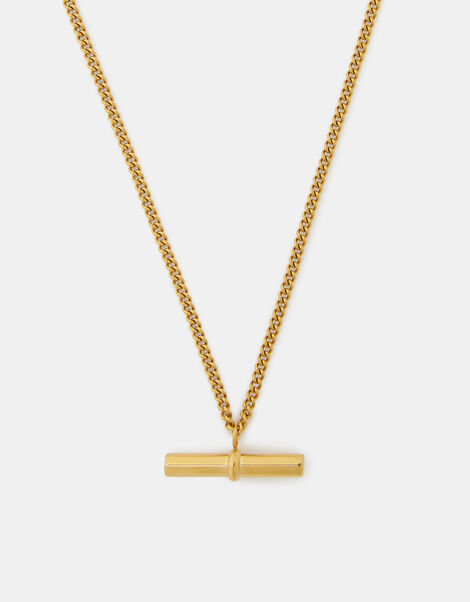 Stainless Steel T-Bar Pendant Necklace, , large