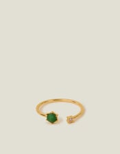14ct Gold-Plated Adjustable Birthstone Ring, Gold (GOLD), large