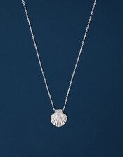 Sterling Silver-Plated Shell Necklace, , large