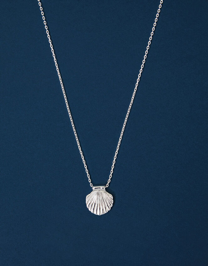Sterling Silver-Plated Shell Necklace, , large