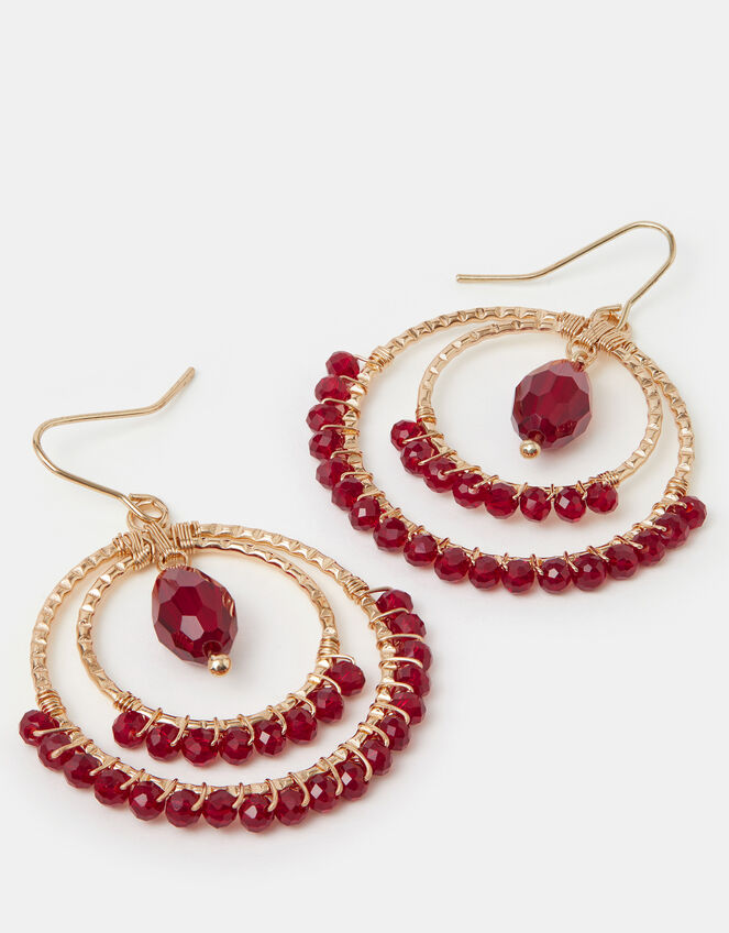 Aashiana Double Hoop Bead Drop Earrings, , large
