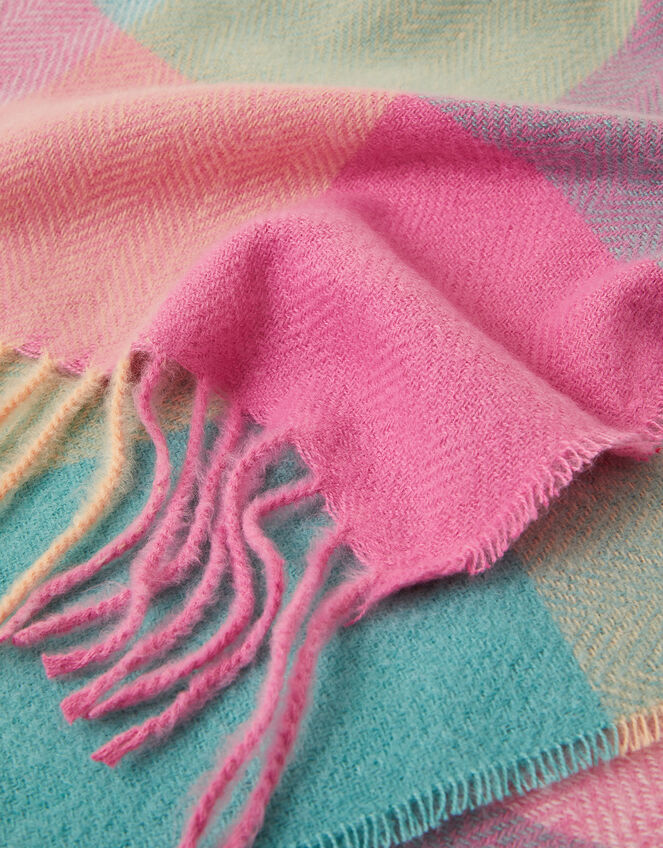 Woven Colour Block Blanket Scarf, , large
