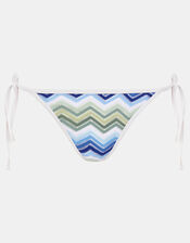 Zig Zag Tie Side Bikini Bottoms, Blue (BLUE), large