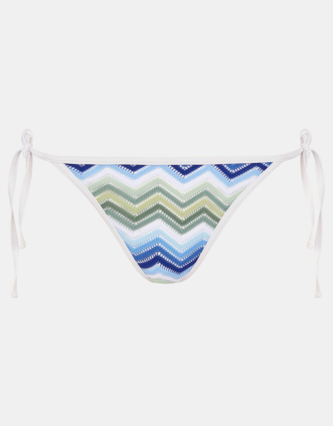 Zig Zag Tie Side Bikini Bottoms, Blue (BLUE), large