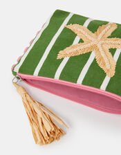 Raffia Starfish Stripe Pouch, , large