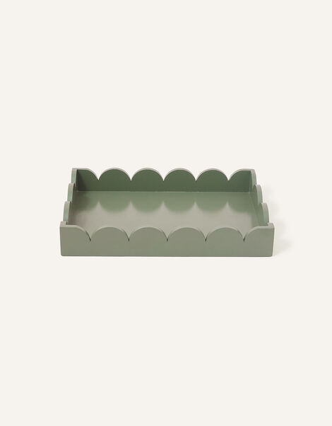Wood Scallop Tray Green, Green (GREEN), large